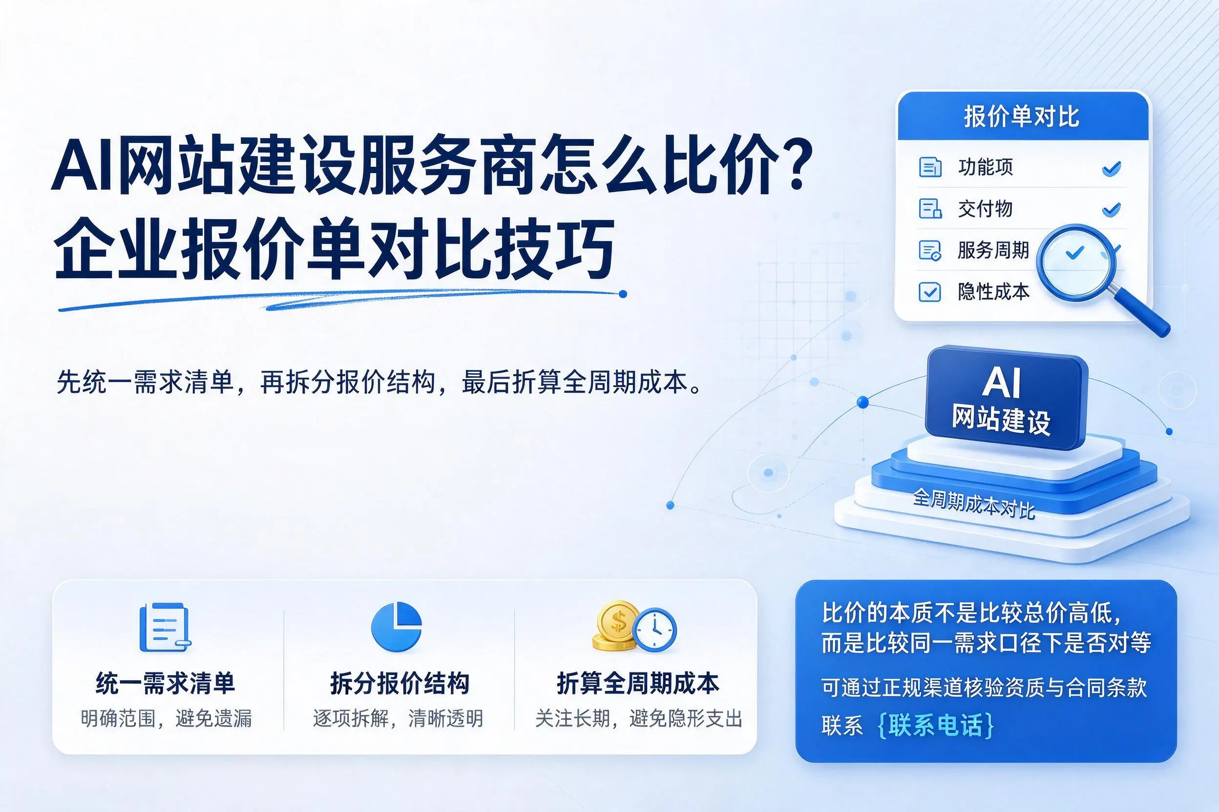 AI网站建设服务商怎么比价?文山企业报价单对比技巧