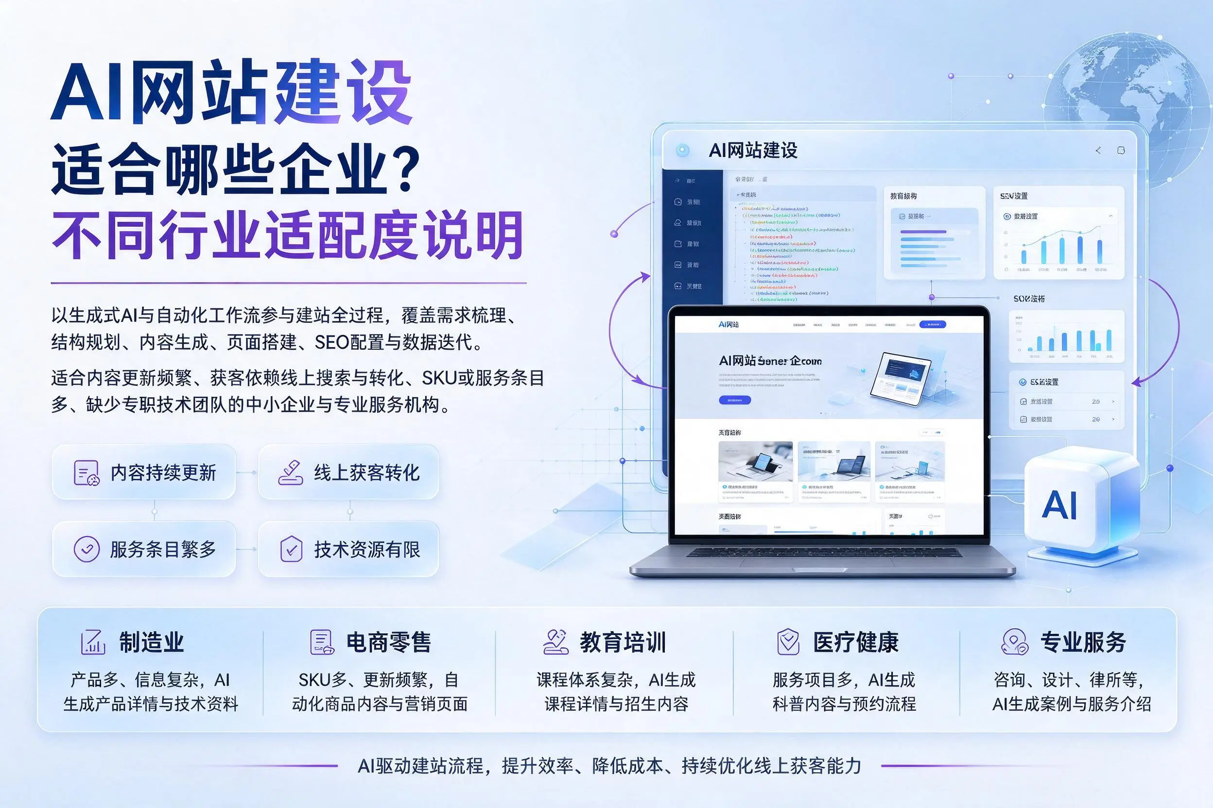 AI网站建设适合哪些企业?文山不同行业适配度说明